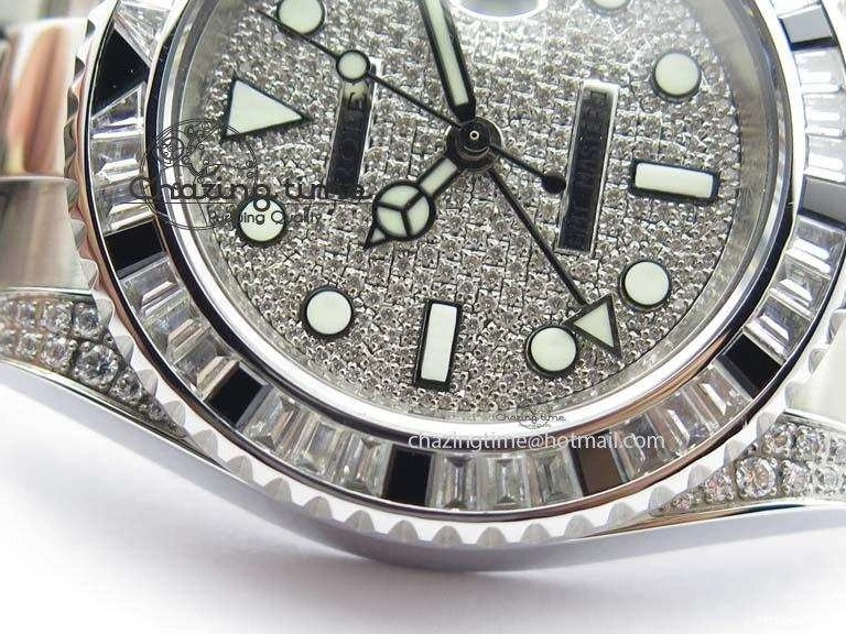 0226 Soft GMT-Master II 116759 SS Bp-Maker Black Ruby Crystal Diamond Dial On SS Bracelet A 3766